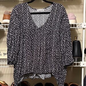 Black Floral Women's Top